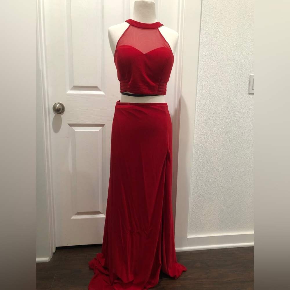 Red formal 2 piece dress